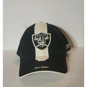 2007 Raiders Hat Cap Blk White AFC West Equipment NFL Authentic Sideline RBK New